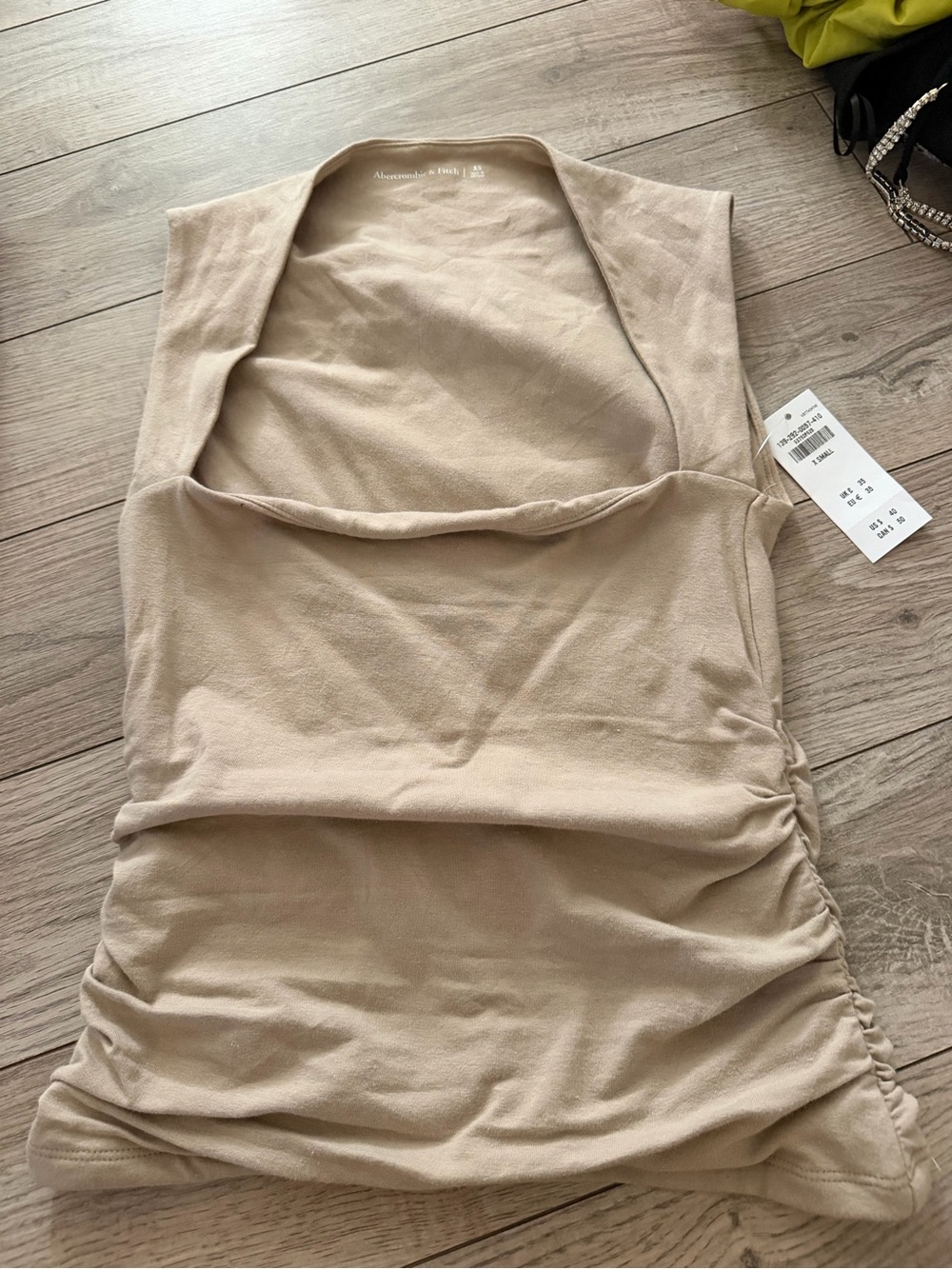 Abercrombie & Fitch Neutral Beige Ruched Tank Top